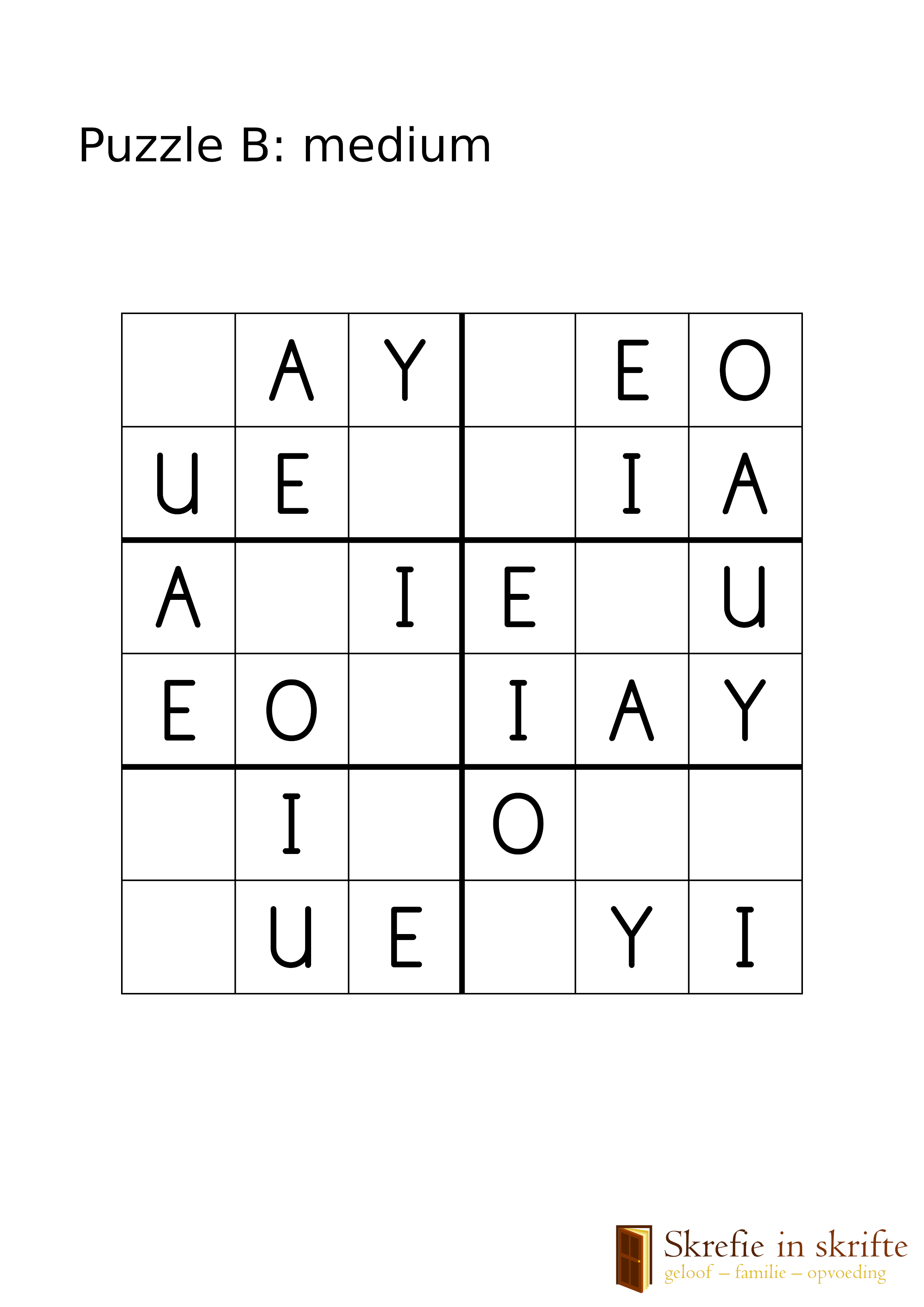 Alphabet Sudoku 6×6 Exercises